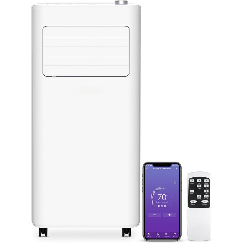 Climatiseur portable intelligent WiFi activé 8000 BTU, fonctionne avec DeAquarelle et ventilateur, unité AC portable avec télécommande et kit de fenêtre