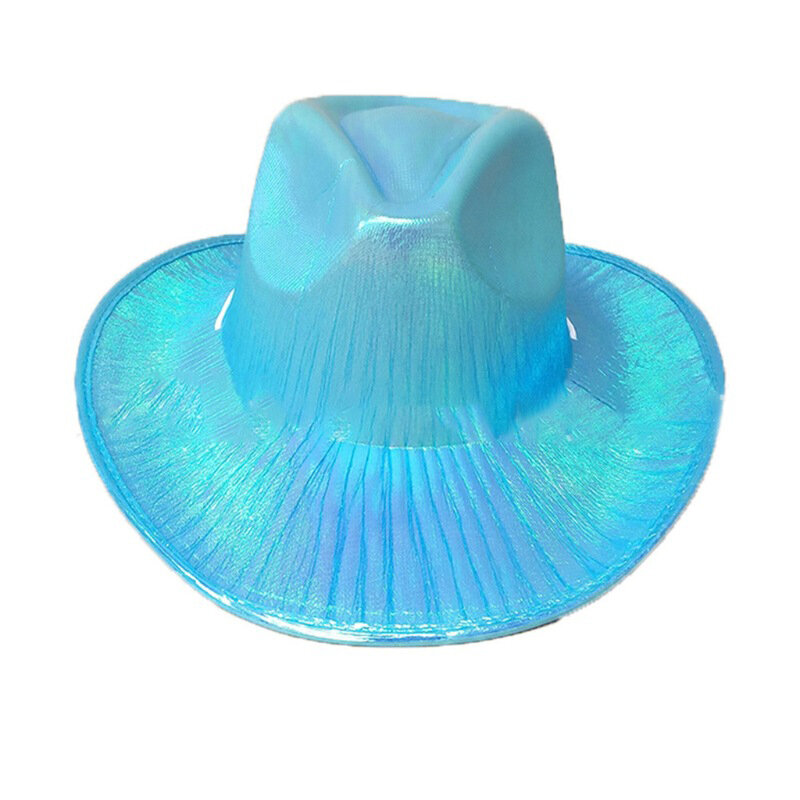 1pc Perl glanz blinkende Lichter Cowgirl Hut Urlaub Kostüm für Western Cowboyhut für Party Frauen breite Krempe Kappen