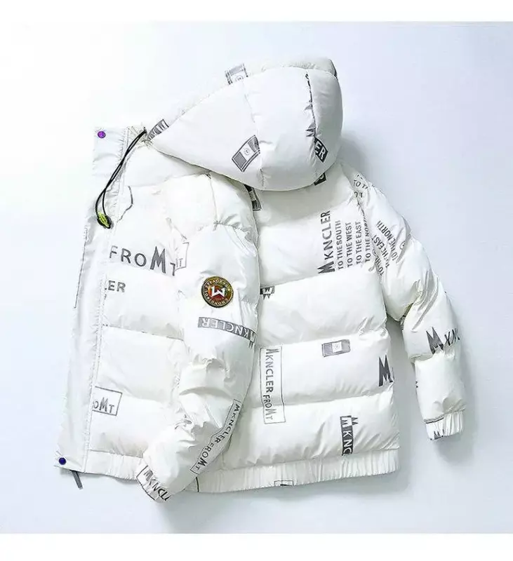 Jaqueta de algodão com capuz masculina, Casaco de algodão quente, Top espesso, Roupas de inverno, Outono