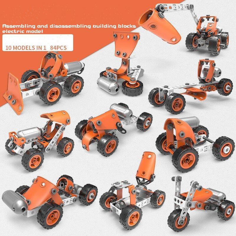 10 modelos em um carro de brinquedo desmontar montagem de cola macia engenharia de energia do carro das crianças diy montagem de parafuso de brinquedo blocos de construção