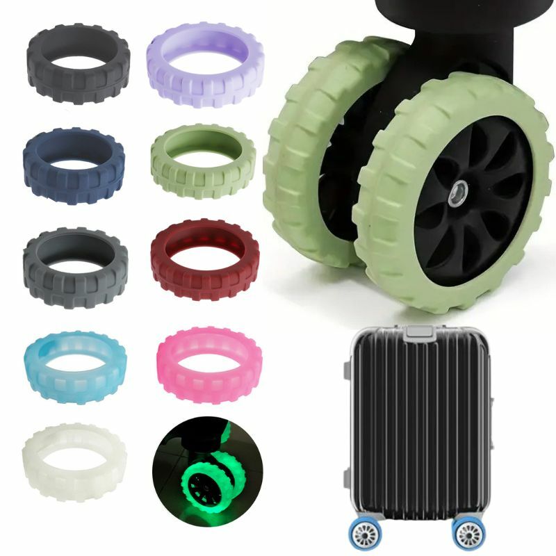 8PCS Colorful Luggage Caster Shoes Silicone Suitcase Wheels Protection With Silent Sound Reduce Noise Trolley Box Casters Cover