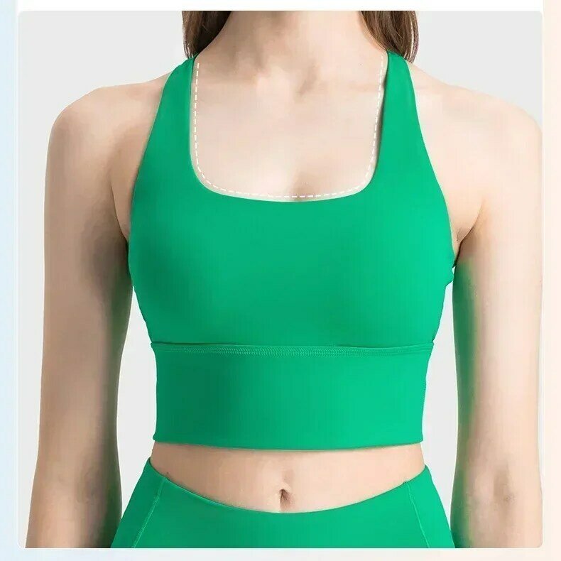 Lemon Women Clothing Yoga Cross-Backless Integrated Fixed Cup Sports Bra Underwear Gym Outdoor Fitness Jogging Sportswear Vest
