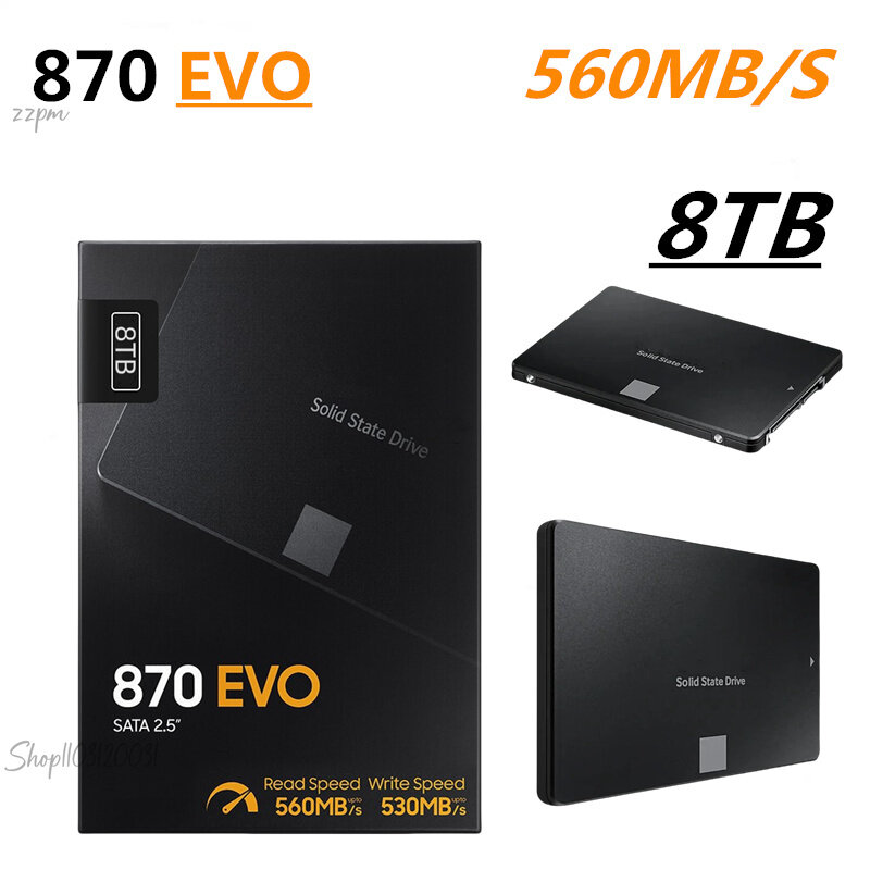 Unidade interna de estado sólido para laptop e desktop, disco rígido HDD, 870 EVO, SATA 3, 2,5 ", 8TB, 4TB, 2TB, 1TB, HDD