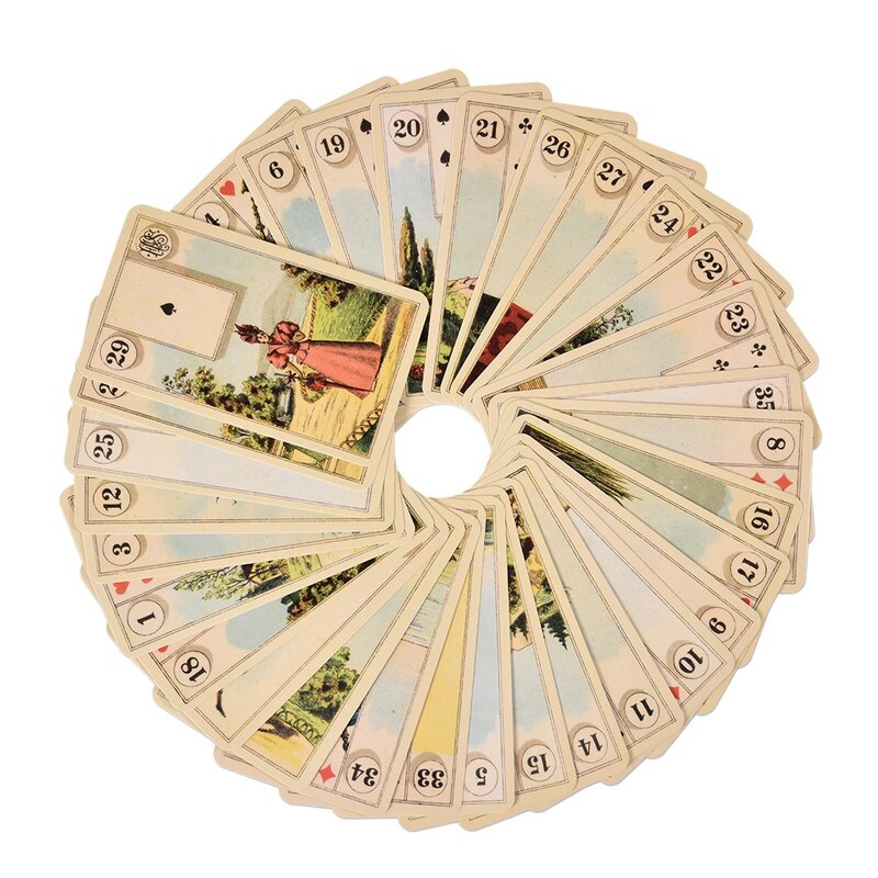 Cartas de Tarot Lenormand e Instruções, Cartão Lenormand original, Colorido, 36 Grande Tableau, Novo, 2022