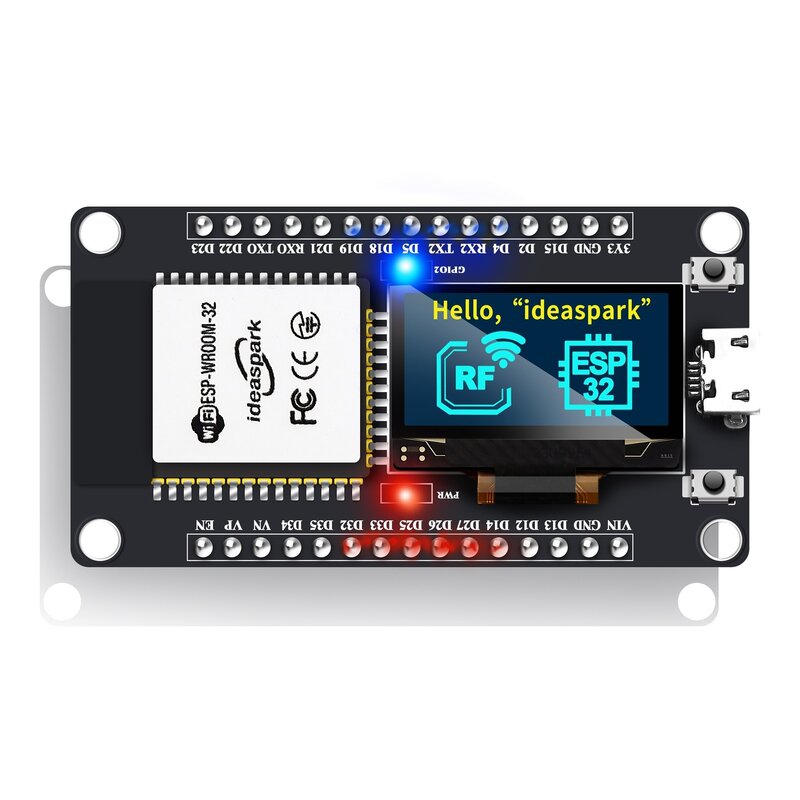 Ideaspark®Макетная плата ESP32 с OLED-дисплеем 0,96 дюйма, CH340, беспроводной модуль WiFi + BLE, Micro USB для Arduino/Micropython