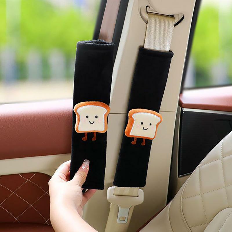 Car Seat Strap Pads Toast Bread Shape Seatbelt Cushions Shoulder Pad Cartoon Car Seat Belt Covers Cute Safety Belt Protector