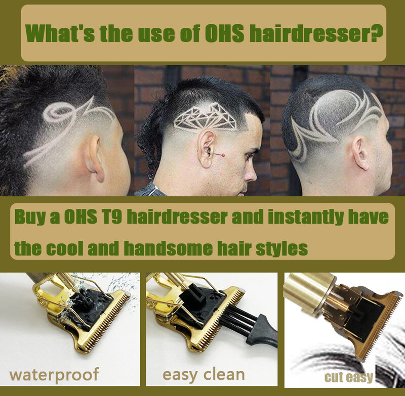Tondeuse-Vintage T9 profissional cabelo clippers masculino, aparadores de cabelo elétricos, máquina de corte, barbeador, profissional, dragão