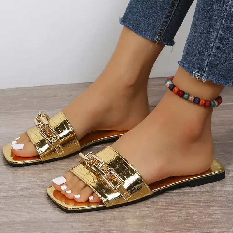 Pantofole a catena da donna sandali estivi scarpe Casual 2023 moda nuova Slingback infradito da passeggio scarpe da spiaggia Dress Slides