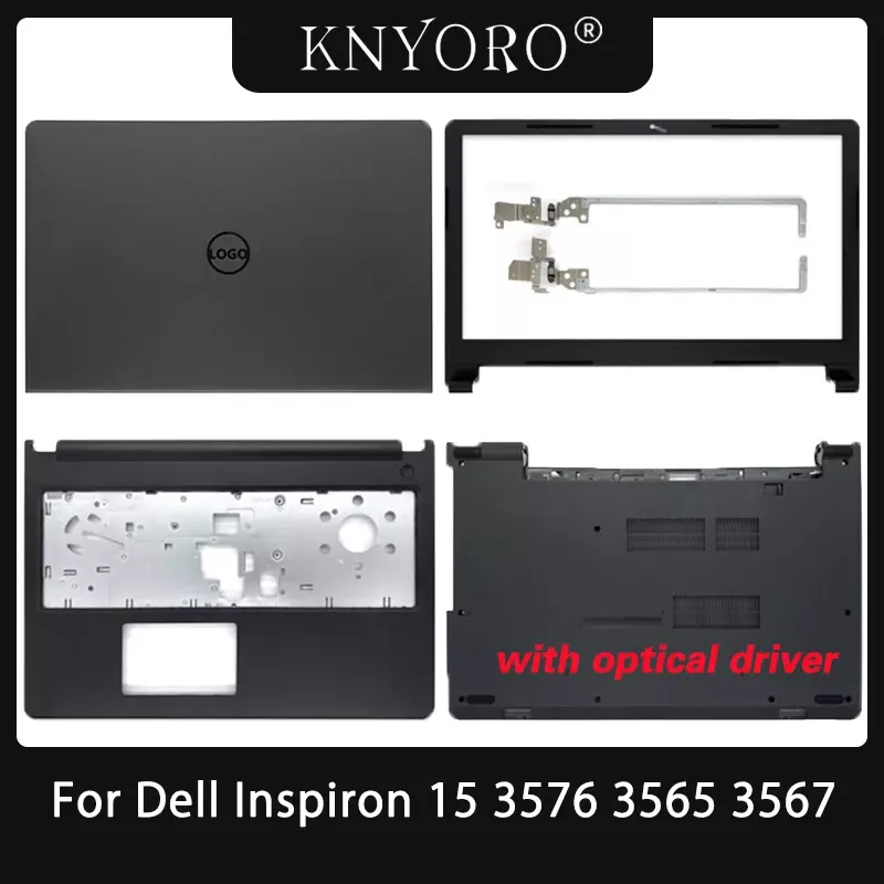 Cubierta trasera LCD para Dell Inspiron 15, 3576, 3565, 3567, bisagras de bisel frontal, reposamanos superior, carcasa inferior, cubierta negra, 04F55W, novedad