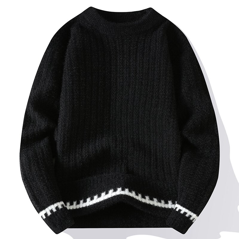 Осенне-зимний новый стиль мужской высококачественный модный трендовый свитер Повседневные Удобные теплые свитера мужские однотонные размеры
