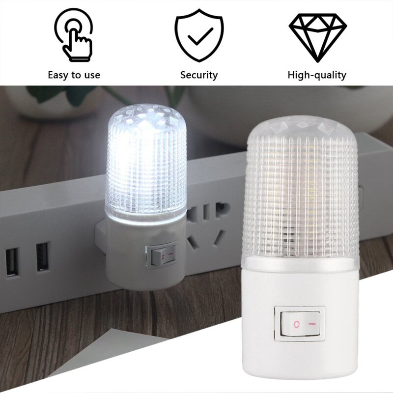 가정용 야간 램프, 따뜻한 조명, 벽 장착, 침실 야간 조명 램프, 1W, 6 LED, 110V, 미국 플러그, 에너지 절약