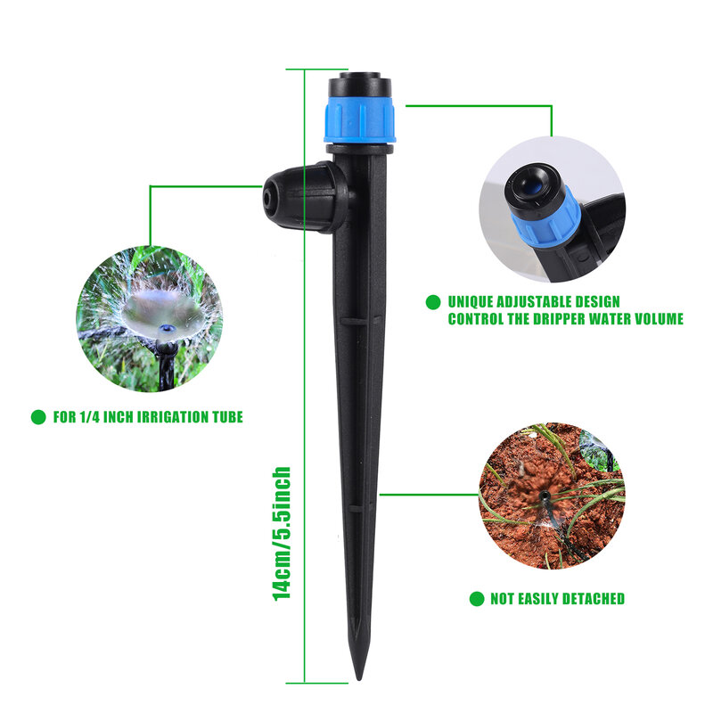 Sistema de riego por microgoteo para jardín, rociador de polvo con boquilla giratoria de 360 grados, uso para manguera de 1/4 pulgadas