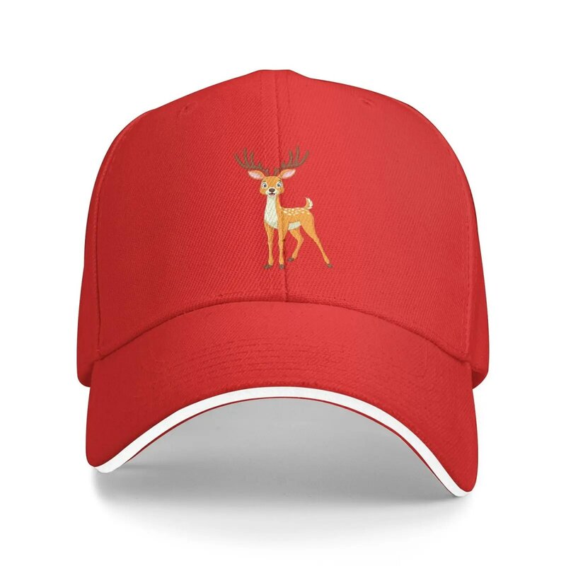 남녀공용 귀여운 사슴 야구 모자, 조정 가능한 트럭 운전사 태양 모자, 아빠 야구 모자, 빨간색
