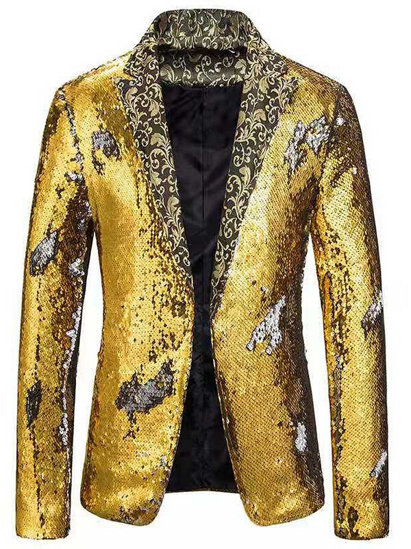 Bright Color Changing Sequins Suit Men's Cool Performance Costume Clothing Ruan Shuai Sequined Suit Stage Solo Host