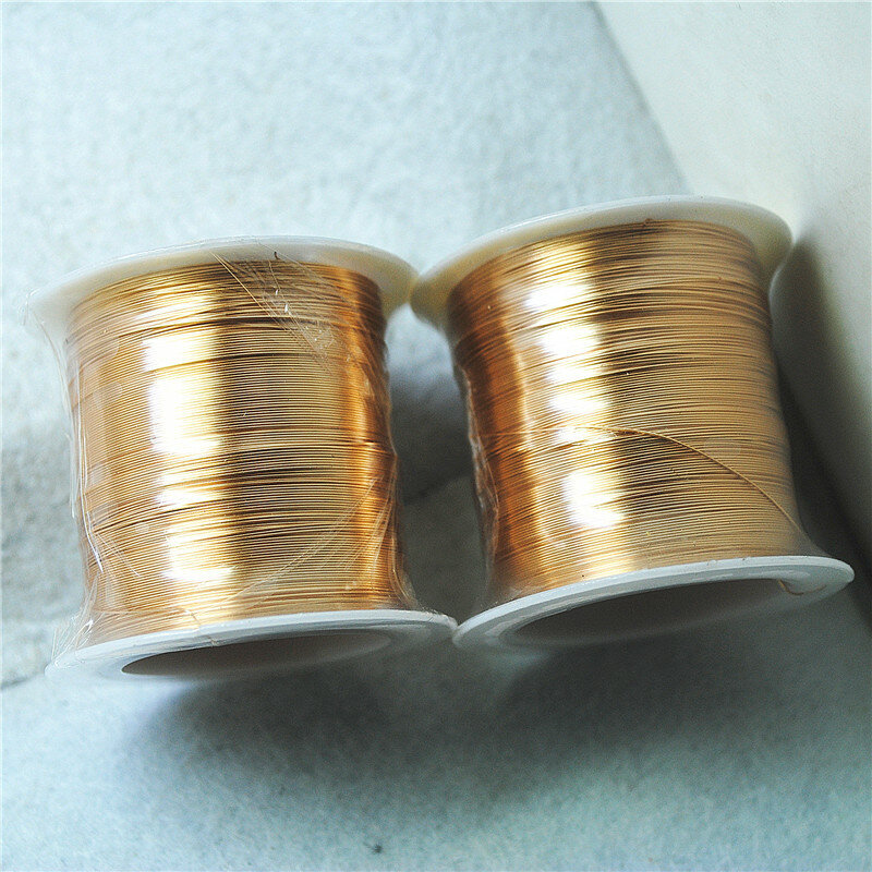 1 rollo de alambre de cobre de retención de Color especial, 0,3 MM, 0,4 MM, 0,6 MM, 0,8 MM, joyería artesanal, fijaciones de colores dorados