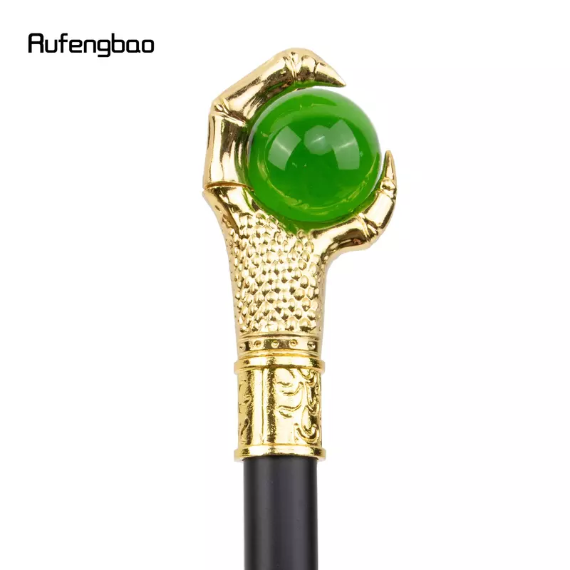 Griffe de dragon avec boule de verre verte, canne de marche dorée, anciers de marche décoratif à la mode, bouton de canne cosplay, crosier, 93cm