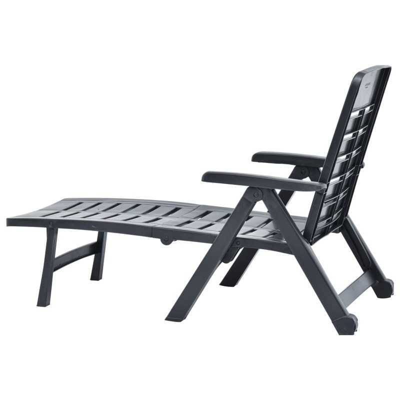 접이식 일광욕 의자, 플라스틱 야외 안락 의자, 파티오 가구 무연탄 72x189x96 cm