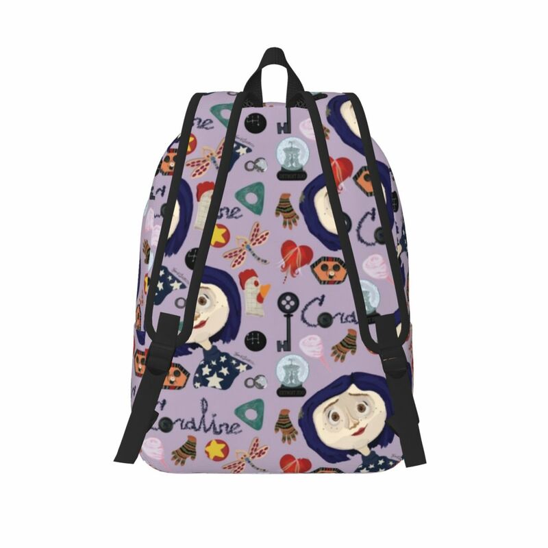 Coraline Animated Movie Backpack per Boy Girl Kids Student School Bookbag Cartoon Plaid Canvas Daypack borsa primaria per l'asilo