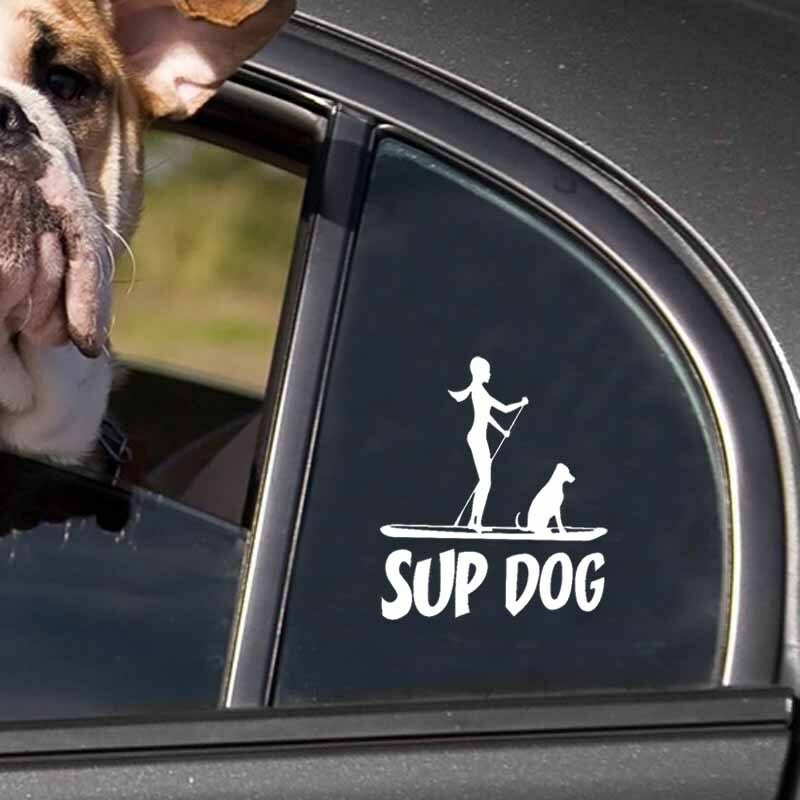 Naklejka na samochód osobista wiosło surfingowe dla psa naklejka winylowa zderzak samochodu tył nadwozia okno naklejki dekoracyjne wodoodporne, 15cm * 13cm