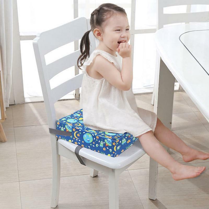 Booster bantal kursi makan bayi, warna-warni dicetak bantal Harness PU dapat dicuci dilepas dapat disesuaikan aman anak kursi Highten Pad
