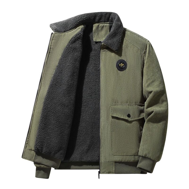 Jaket Winer pendek untuk pria, jaket hangat tebal parka korduroi musim dingin kasual ukuran 5XL