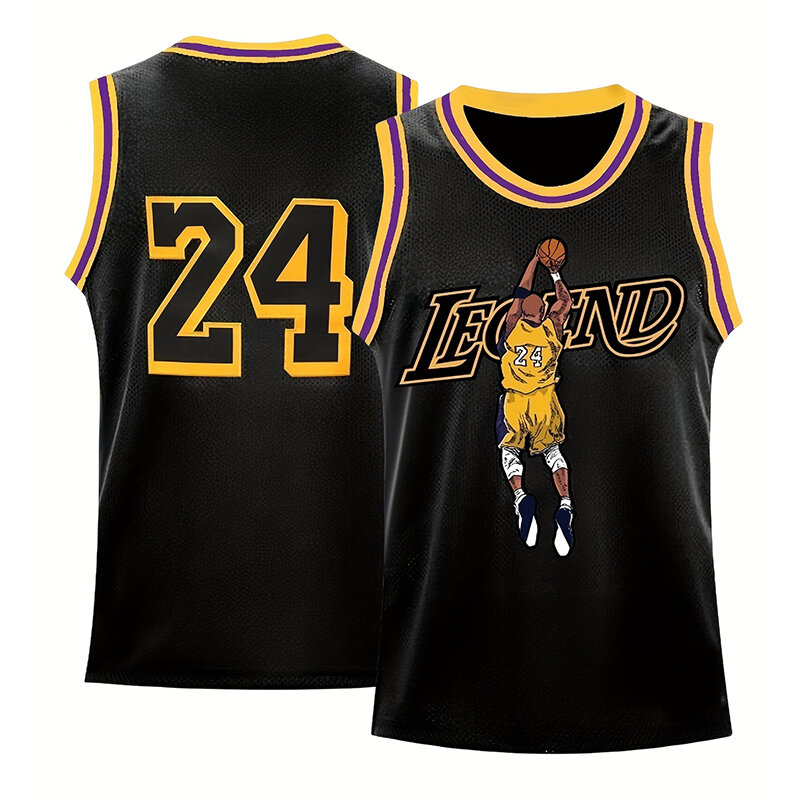 Camisola de basquetebol respirável para crianças e adultos Kobe 24, Jordan 23, James 23, tops desportivos, t-shirt masculina, camisola de alças para menino, verão 2024