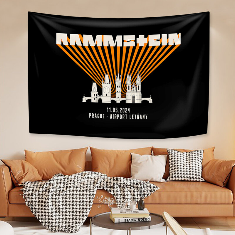 German Rock Band Tapestry Rammstens Tour 2024 Wall Hanging Heavy Metal Aesthetic Bedroom Concert Decor Party Background Cloth