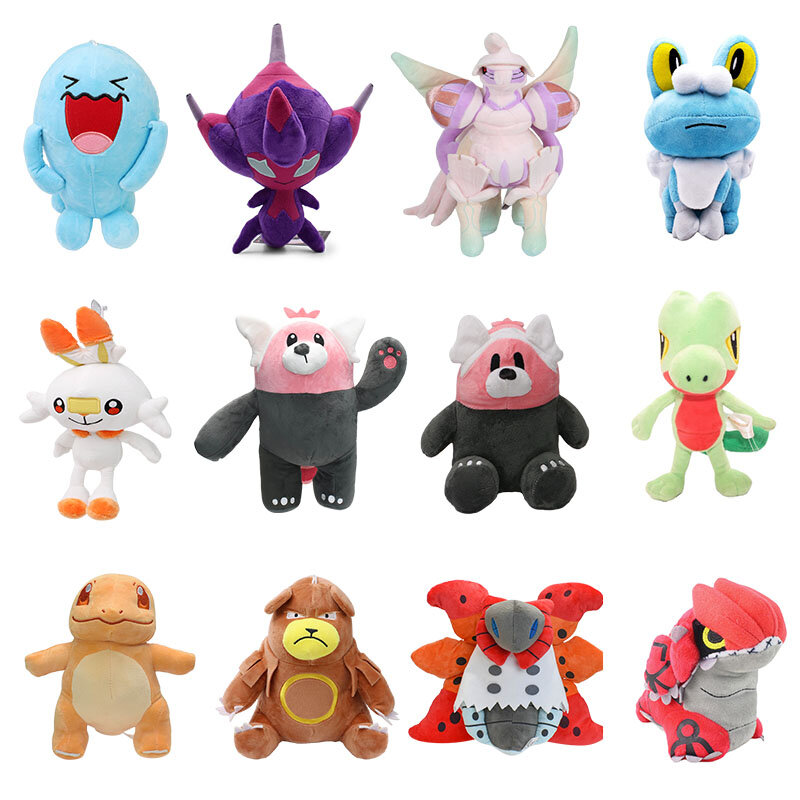 Peluche Pokémon Groudon, origine Forme Palkia, figurine d'anime, poipole Treecko, peluche de dessin animé mignon, jouets de marionnettes d'animaux