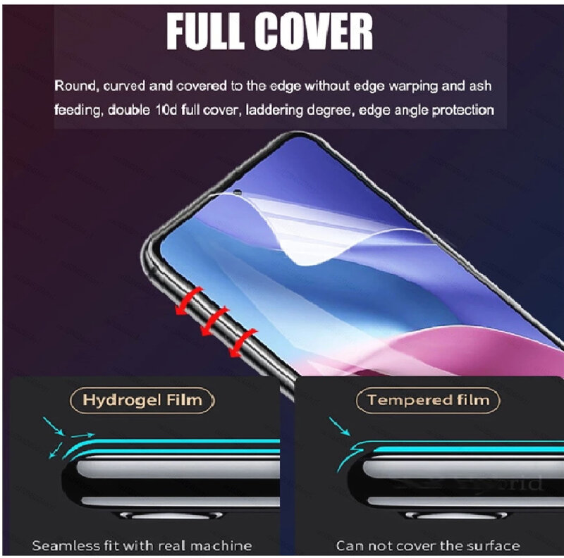 3Pcs For Xiaomi Redmi Note 12 Pro 4G 5G Hydrogel Film For Redmi Note 12 Pro Plus 10 9 11 Pro Full Cover Screen Protector Film