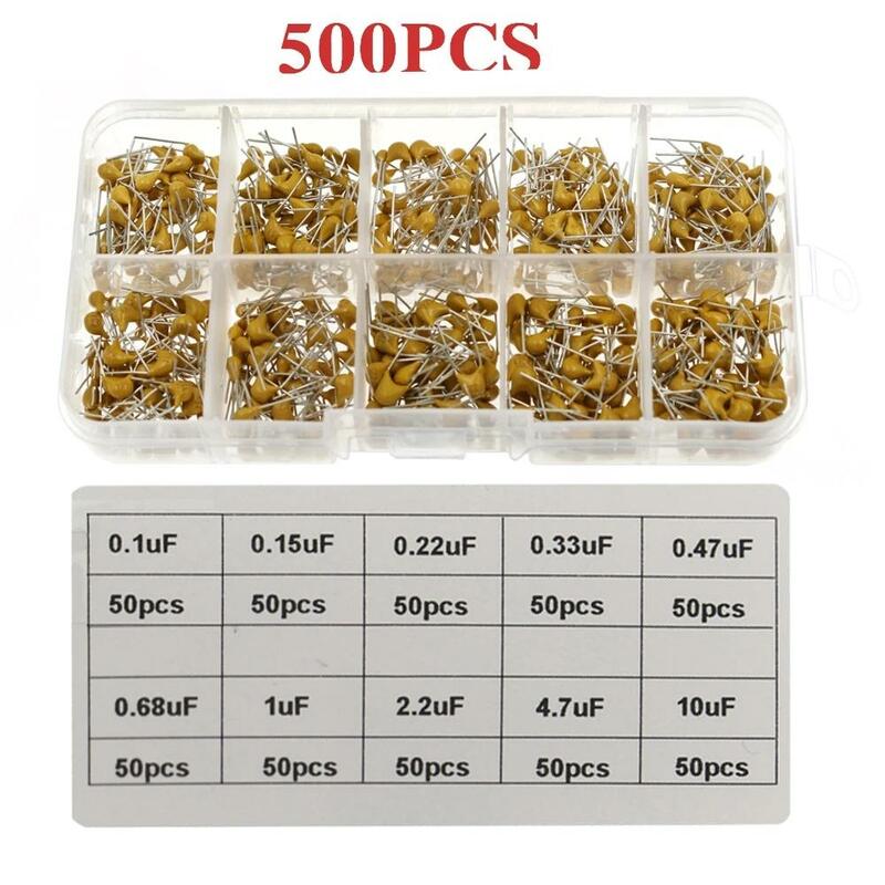 500PCS single stone capacitor with 10 specifications 0.1-10uF/154224 334 474 105 475 plug-in
