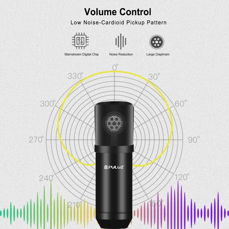 Microfone Condensador Kits com Suspensão Scissor Braço, Metal Shock Mount, USB Sound, Broadcast Singing, Novo