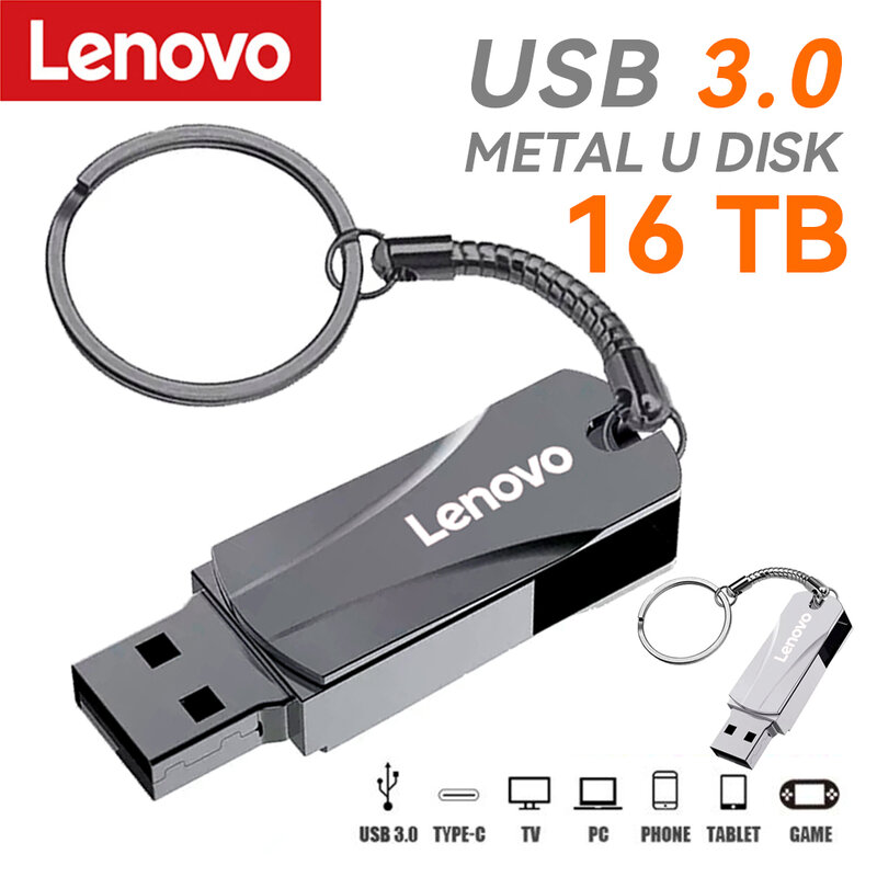 레노버 슈퍼 미니 메탈 USB 플래시 드라이브, 작은 펜드라이브 메모리 스틱, 저장 장치, 방수 U 디스크, 128 GB, 256 GB, 512GB, 1TB, 2TB, 신제품