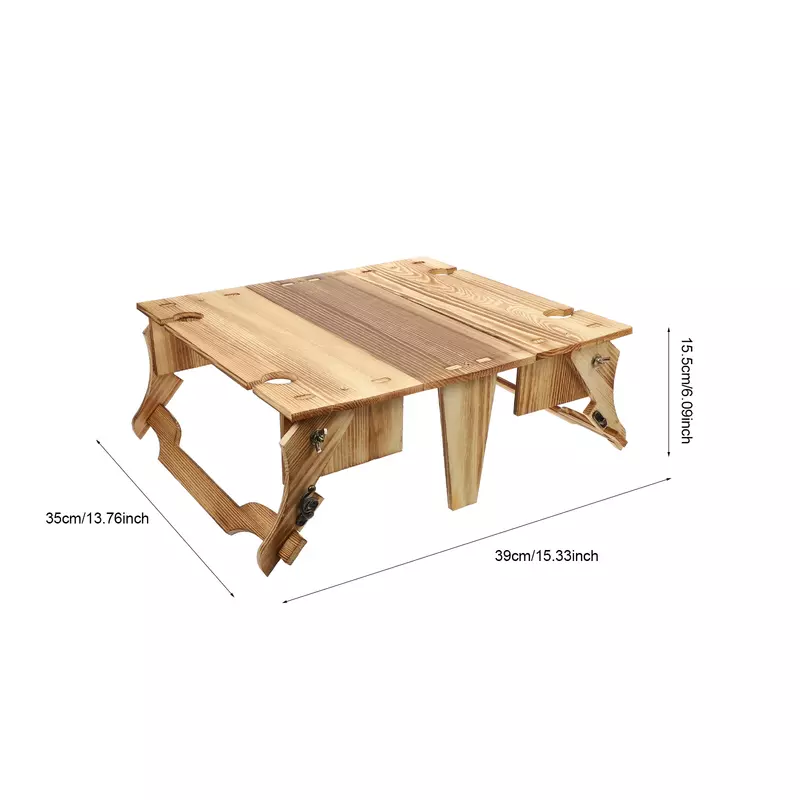 Folding Picnic Table 2 in 1 Small Picnic Table Picnic Wooden Storage Basket Convertible Basket Glasses Holder Table for Home