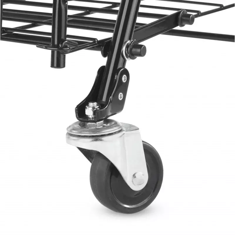 Mainstays Adjustable Steel Rolling Cart Black Assembled Length 21.5 x Assembled Width 19.5 x Assembled Height 38.4