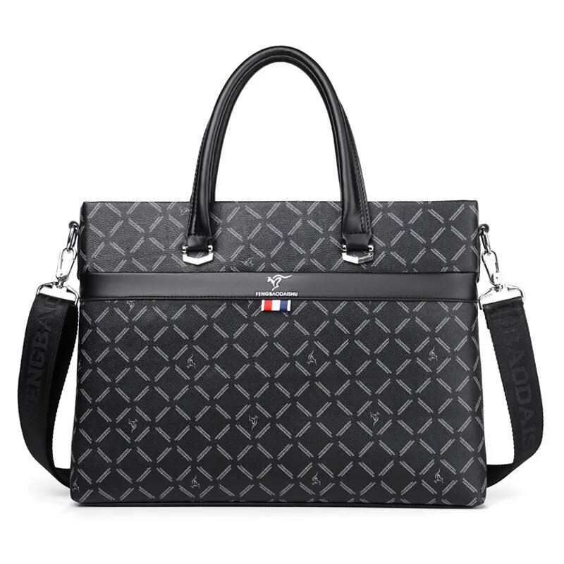 Business Men's Briefcase With Zipper Luxury PU Leather Handbag Large Capacity Shoulder Messenger Bag Fashion Laptop