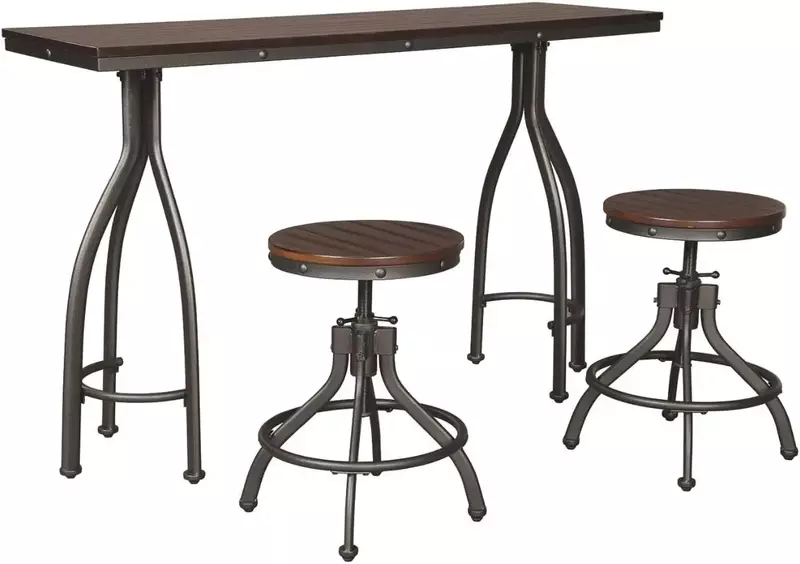 Ashley Odium-Urban Counter Height Dining Table Set, New Signature Design, 2 Bancos, Cinza, EUA