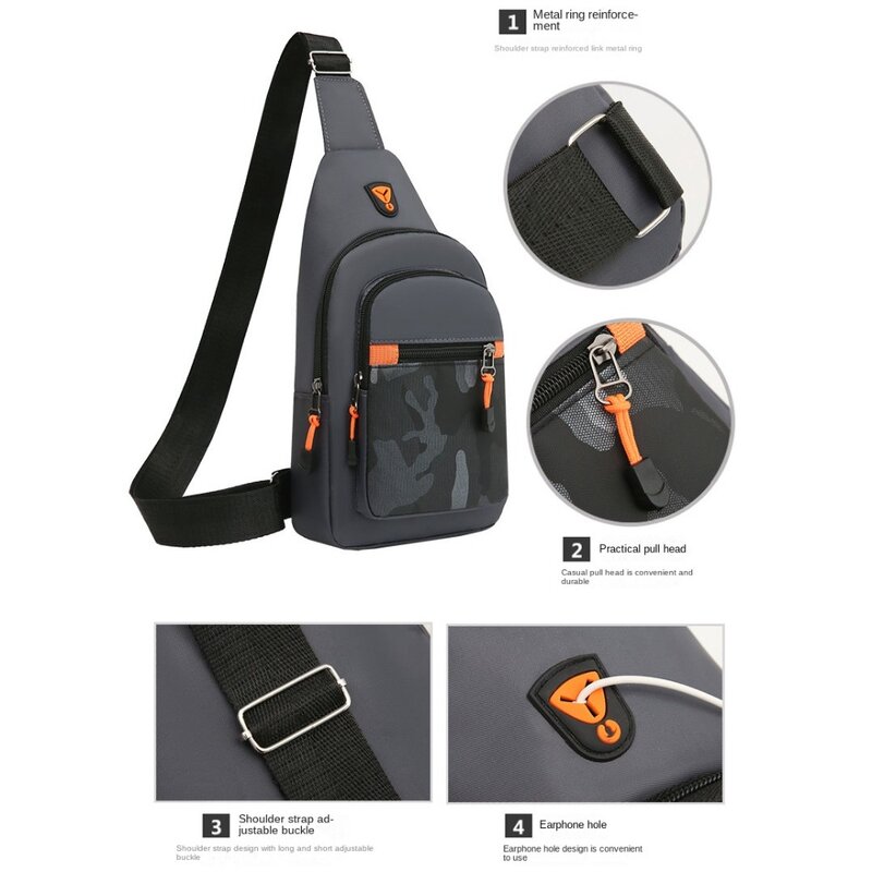 Nylon Männer Brusttasche Mode multifunktion ale große Kapazität Sport Brusttasche schwarz graublau männliche Umhängetasche Unisex