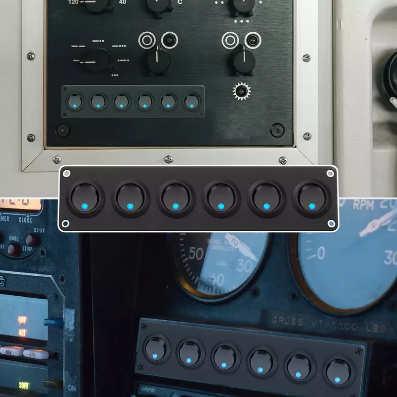 Universal Toggle Switch Panel, 12V, 1-5 Gang, USB, Carro, Barco, Marinha, RV, Caminhão, LED azul, Styling Acessórios