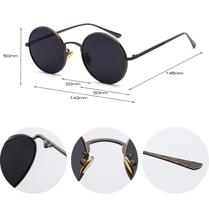 SHAUNA Super damskie okrągłe okulary przeciwsłoneczne marka projektant mody mężczyźni ciemnozielone odcienie soczewki UV400