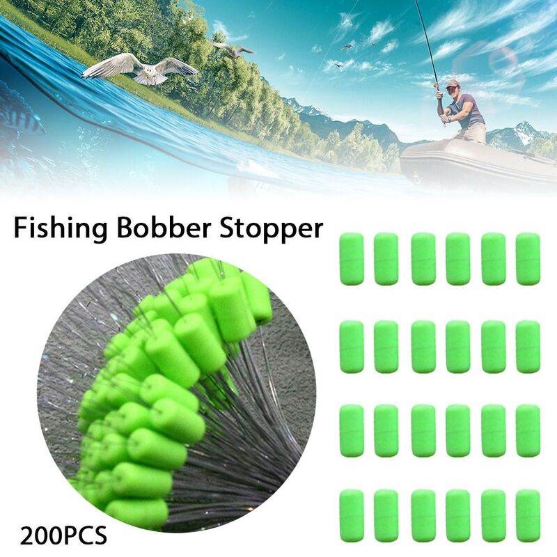 200pcs Line Tackle Accessories Fishing Bobber Stopper Fishing Supply Float Rubber Bean Soft Green Space Beans Lakes Rivers Sea