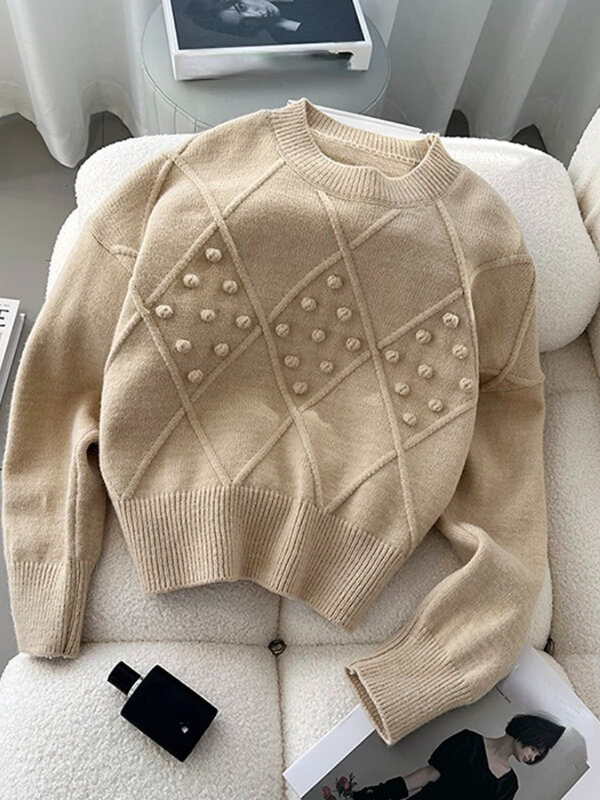 Sweet Style Knitted Women Sweater Pullovers Autumn Winter 2022 O-Neck Elegant Female Pulls Outwear Coats Top Quality