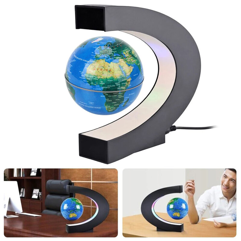 Globe Flottant Magnétique à Lumière LED Carte du Monde, Lampe Électronique Antipassionnée, Décoration de la Maison, Cadeaux Créatifs