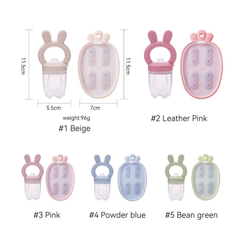 Bunny Animal Design Fruit Feeder Set Breast Milk Freezer Tray Food Soup Silicone Vegetable Feeder Nursing Toddler Teething Toy