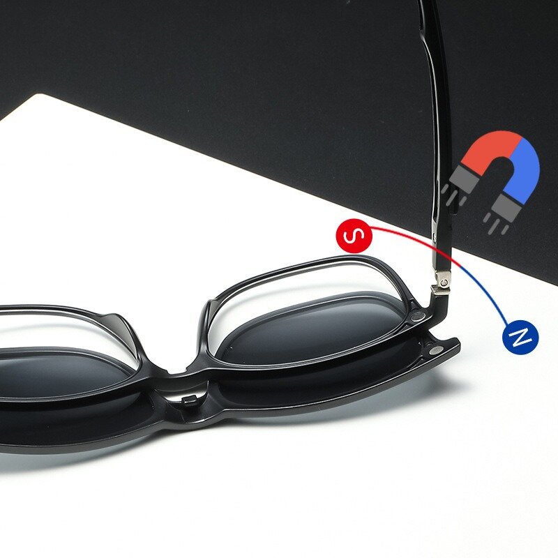 Montura de gafas para hombre, lentes de sol polarizadas con Clip de 5 piezas, magnéticas, UV400, 2511