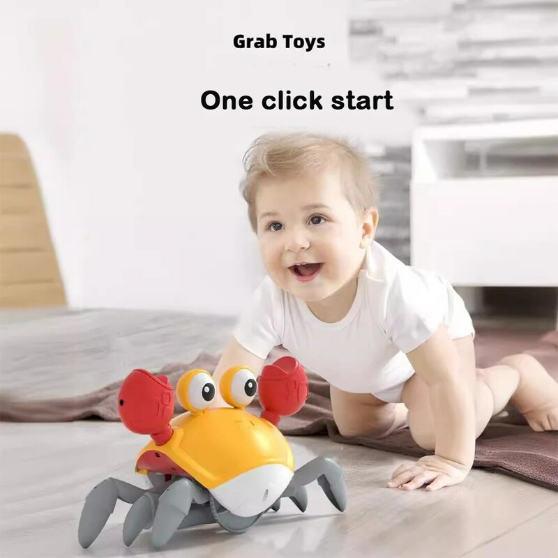 Elektryczna indukcyjna dziecięca interaktywna zabawka z krabem kreatywna ucieczka z kraba pełzającego dziecko elektroniczna z symbolami zwierzęcymi, muzycznymi ćwiczy prezent dla dzieci