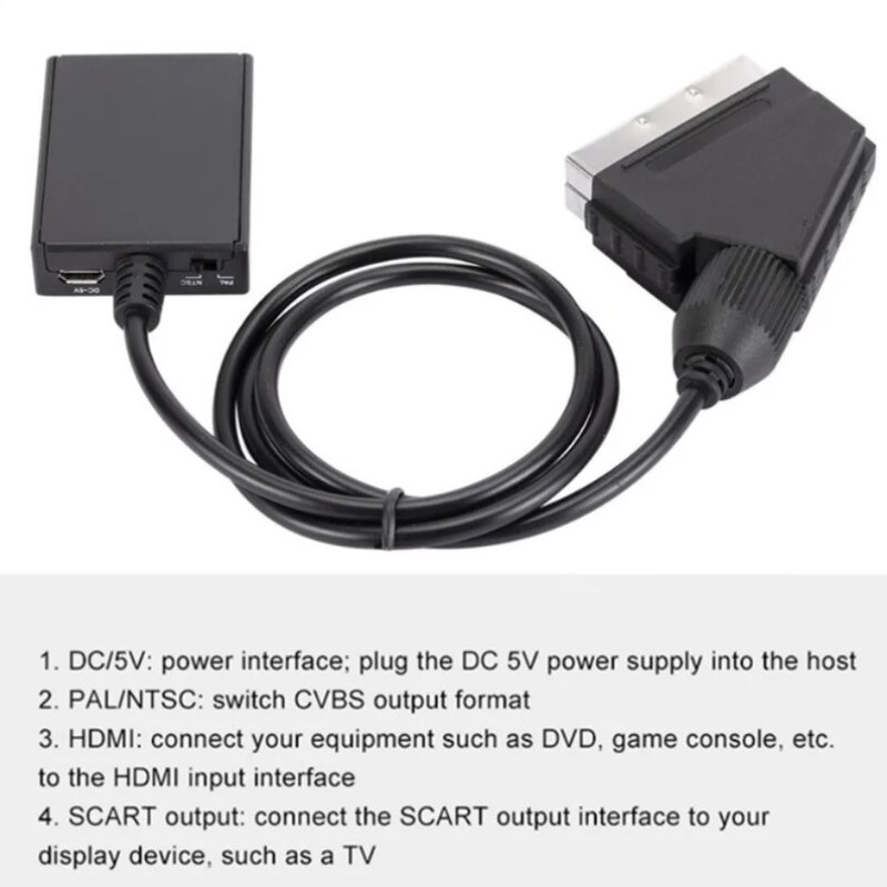 HDMI-Compatible To SCART Adapter Video Audio Upscale Converter PAL/NTSC for HD TV DVD Box Signal Upscale Converter Accessories
