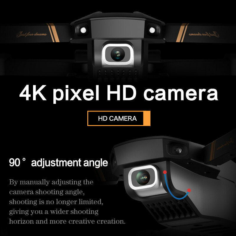 โดรน V4 10K HD กล้อง FPV แบบเรียลไทม์ควบคุมระยะไกลเฮลิคอปเตอร์สี่ใบพัด6กม. วางตำแหน่งลื่นไหลด้วยแสงพับได้