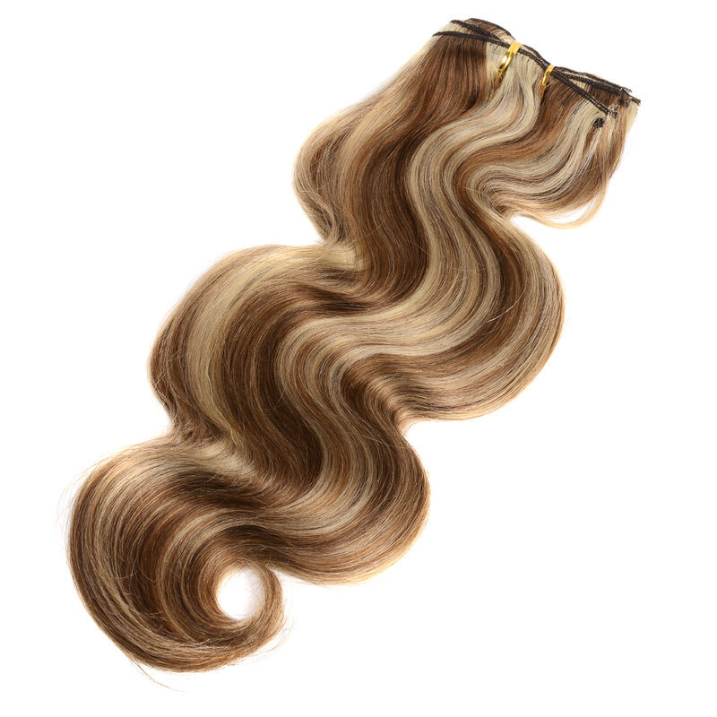 Doreen klip rambut manusia ekstensi Balayage klip ekstensi rambut manusia kastanye coklat ke pirang emas 110g hingga 200g
