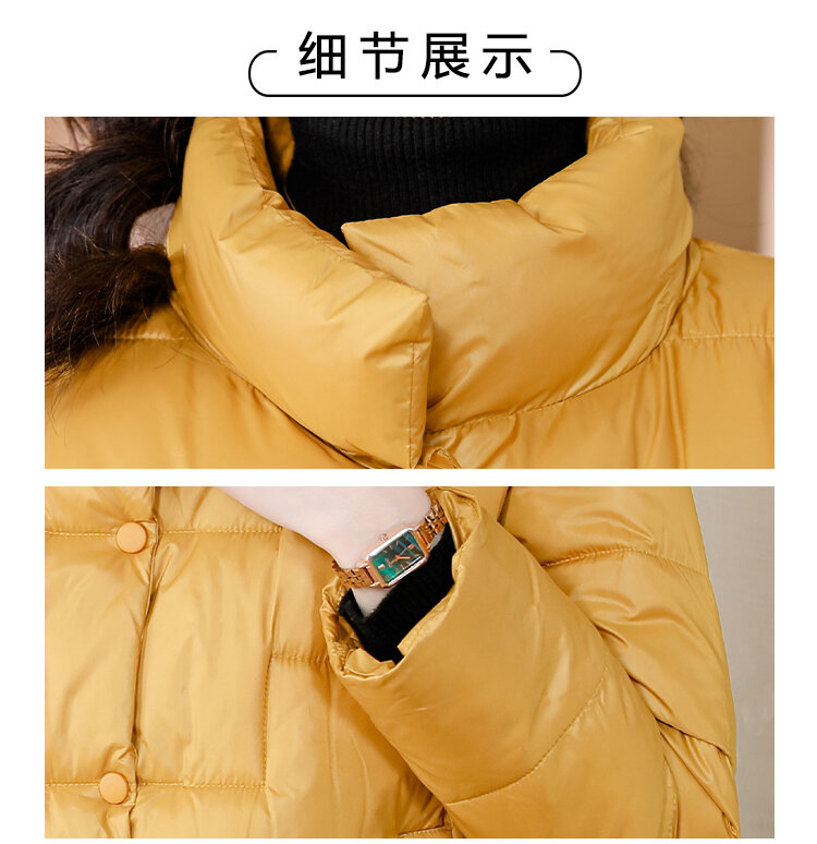 2023 Winter New Women's High Neck Lightweight Solid Color Down Cotton jacket Loose Large Size Slim and Warm Short Coat