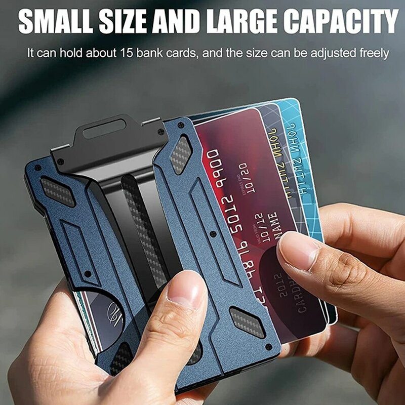 Portafoglio per uomo porta carte da esterno pratico Tactical Magsafe alluminio Fashion Mini Smart Magic Wallet contiene 15 carte